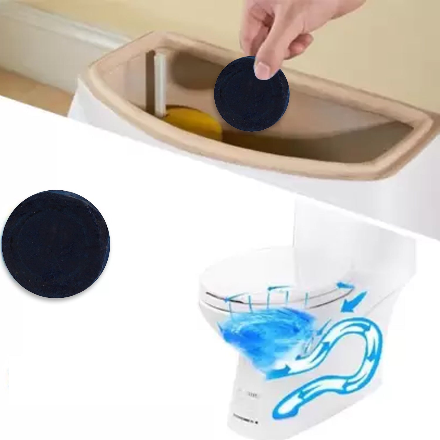 Toilet cleaner flush tab in ocean blue, 100 grams Toilet cleaner flush tab in ocean blue, 100 grams